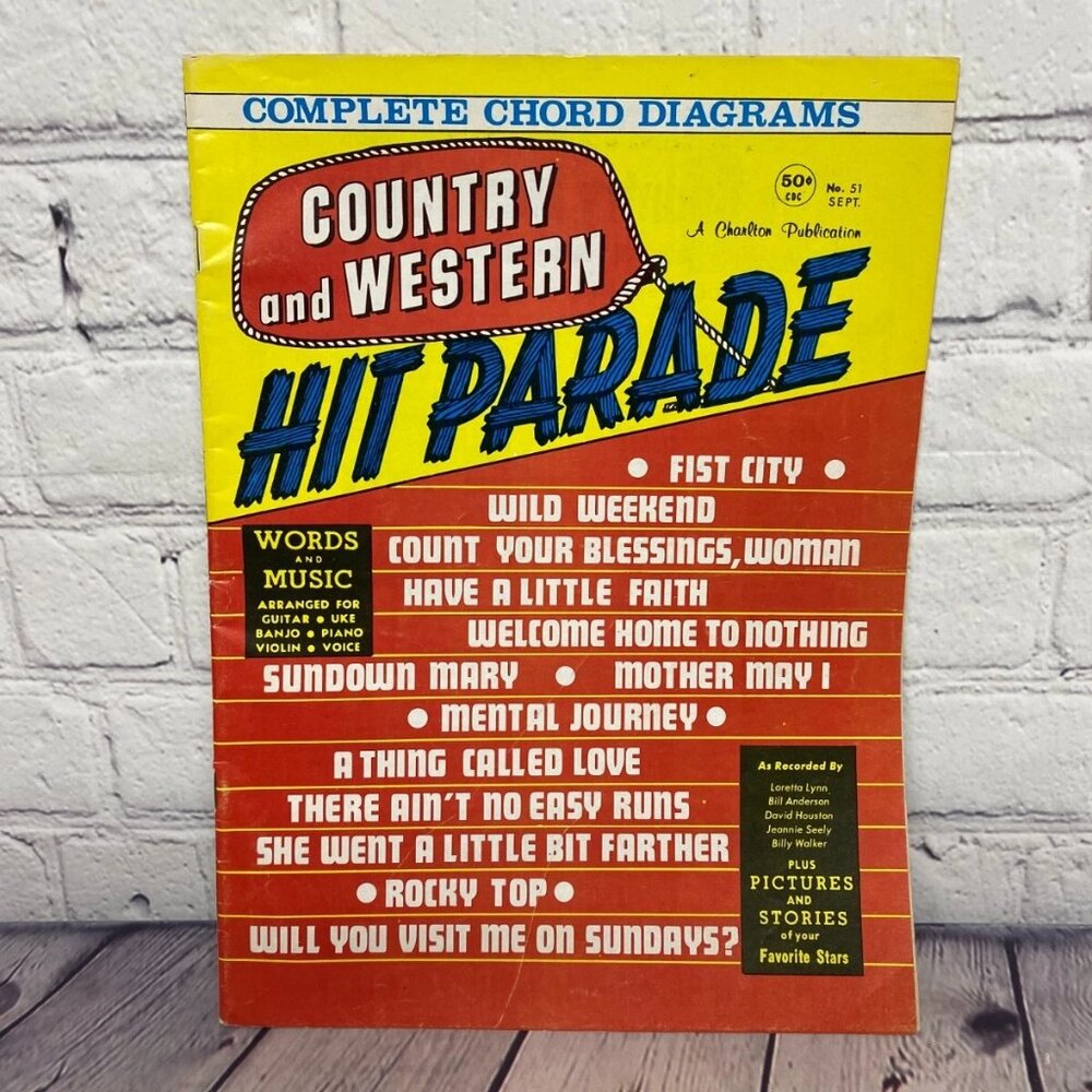 Vintage Country and Western Hit Parade Sept. 1968 - Words and Music Arrangements